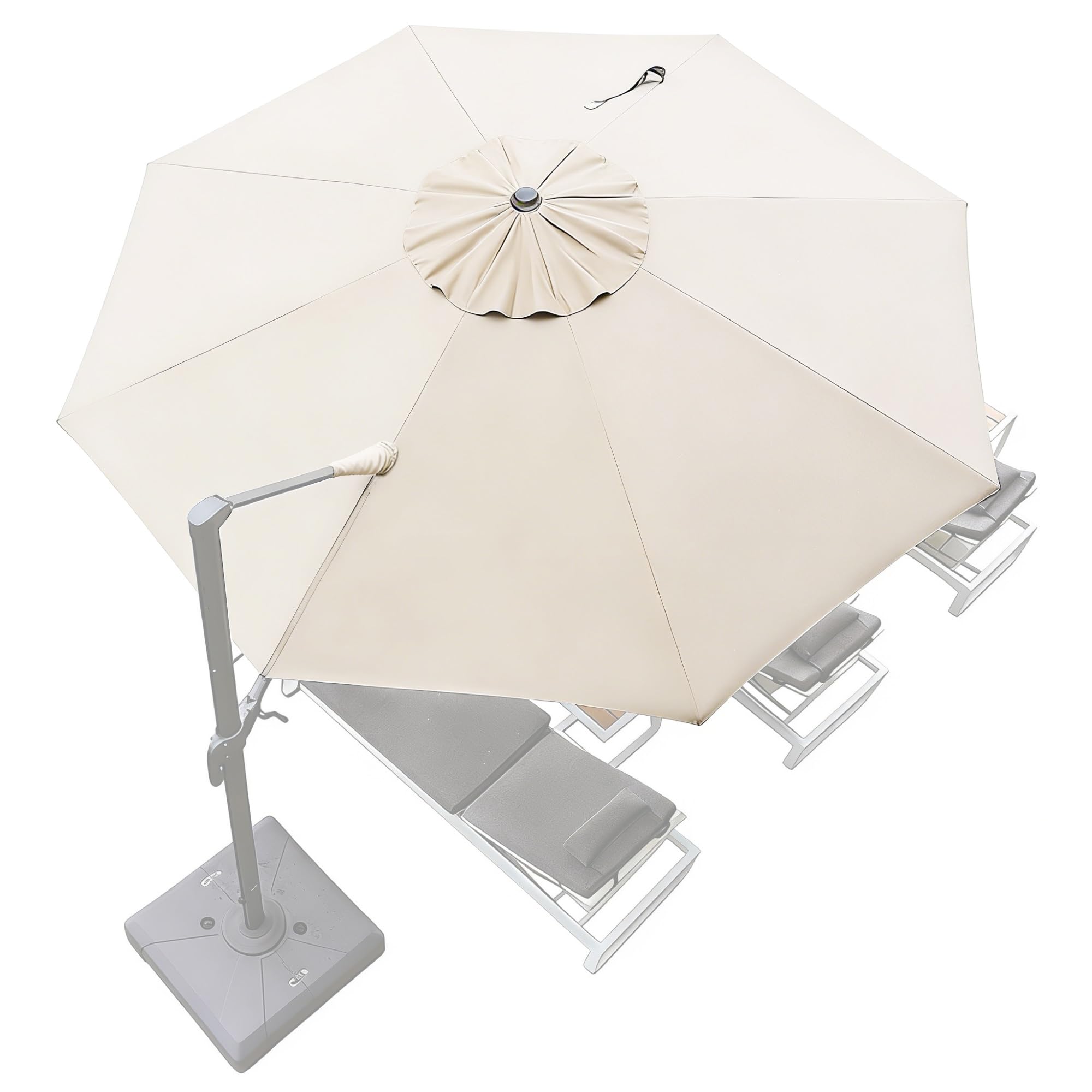 Ersatz-Bezug Für Sonnenschirm 8 Streben 3M 3.5M Rund Ersatz Sonnenschirmbezug UV Sonnenschutz Für Ampelschirm Großer Outdoor Terrassen Garten Ersatzabdeckung(Beige,3m)