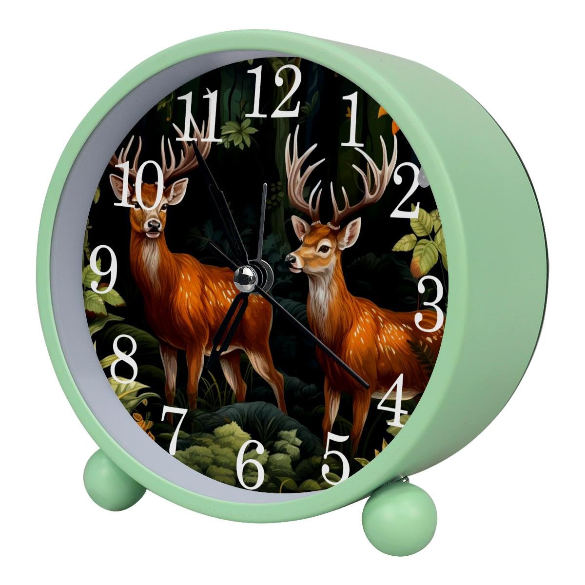 Luoweisi Alarm Clock Forest Deers, Silent Non-Ticking with Night Light