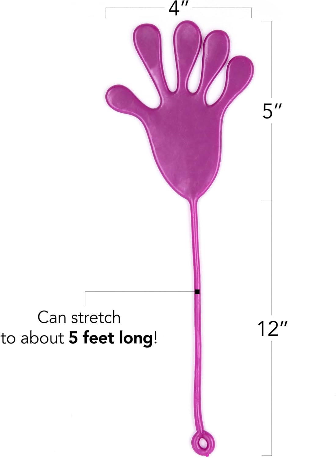 ArtCreativity Giant Sticky Hands for Kids, 4 Pack of 12-Inch Big Sticky Slappy Hand in 4 Colors, Stretch Up to 5 Feet Large Slap Hands, Squishy Fidget Toys Set Party Favors