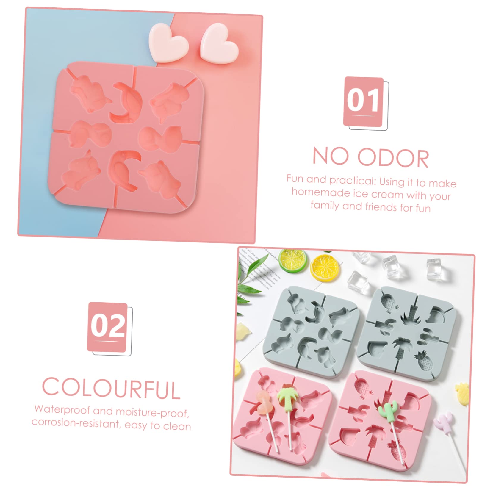 Amosfun 5 Sätze Flamingo Schimmel Schokoladenform Pralinen Form Kuchenformen Am Stielform Für Zuhause Einzigartige Am Stielform Am Stiel Hersteller Kieselgel 2 Stück * 5