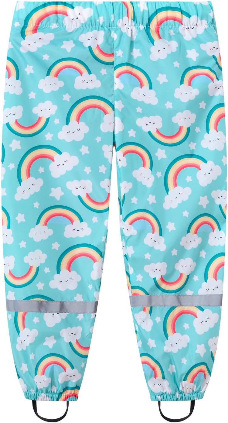 Toddler Girls Boys Water Resistant Rain Pants Mud Dirty Proof Lightweight Reflective Rain Wear