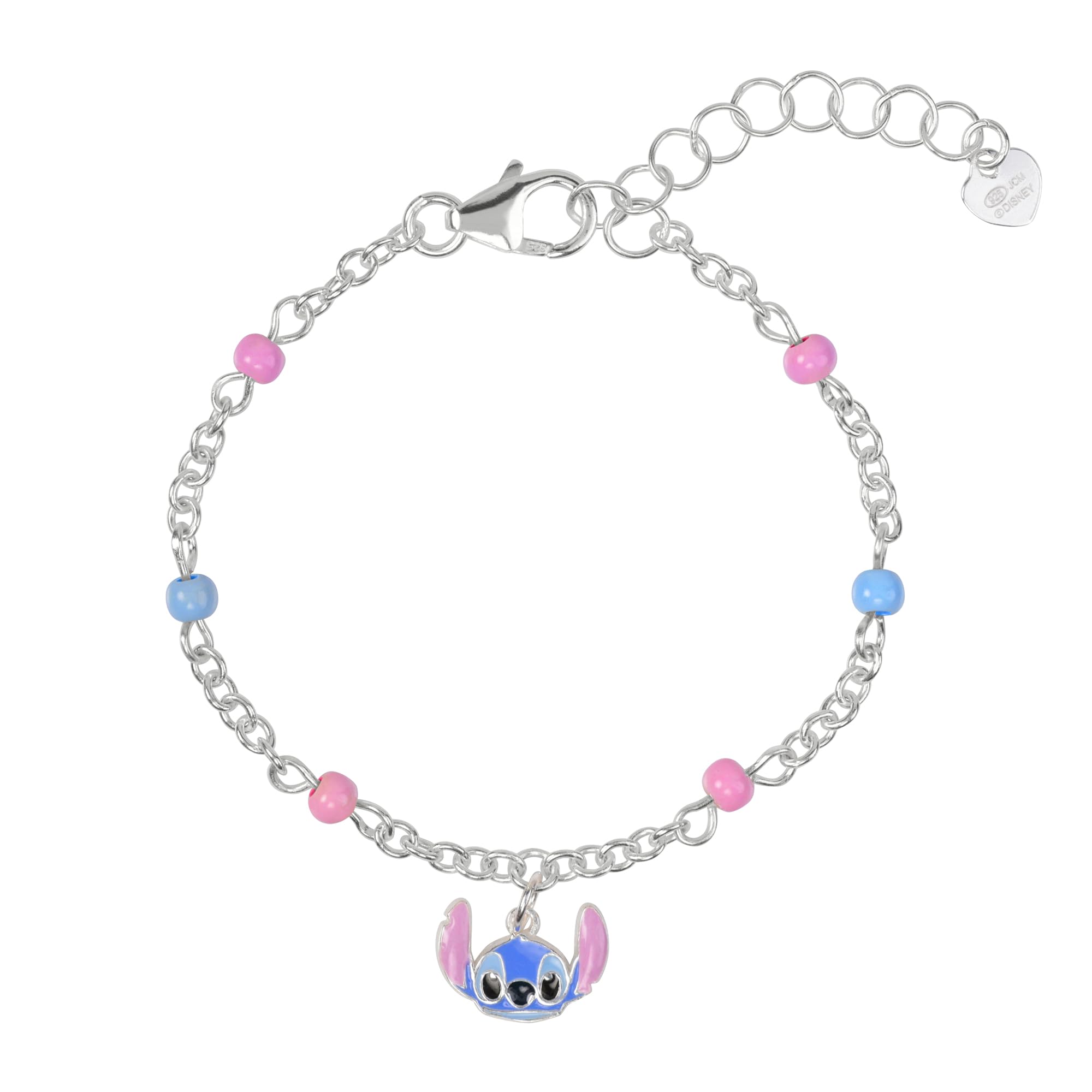 Bracciale in argento Sterling 925 con motivo a punto rosa e blu, taglia unica, in argento Sterling, non è una pietra preziosa
