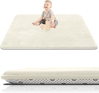 Baby Play Mat for Floor,50 x 50 Playpen Mat,Tummy Time Foam Mat,Ultra Soft Support & Plush Feel,Easy Care with Non-Slip Cushioned for Infant,Kids and Toddler Crawling,Grey