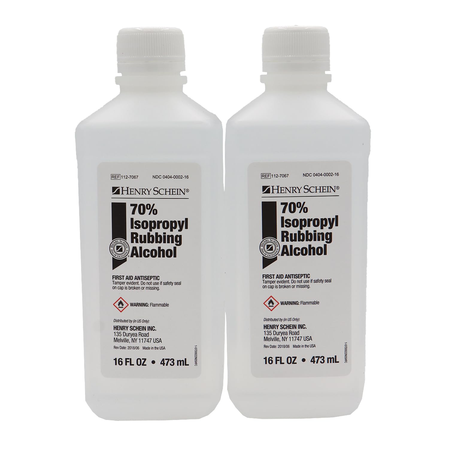 Henry Schein 70% Isopropyl Rubbing Alcohol - First Aid Antiseptic, 16 fl oz (Pack of 2)