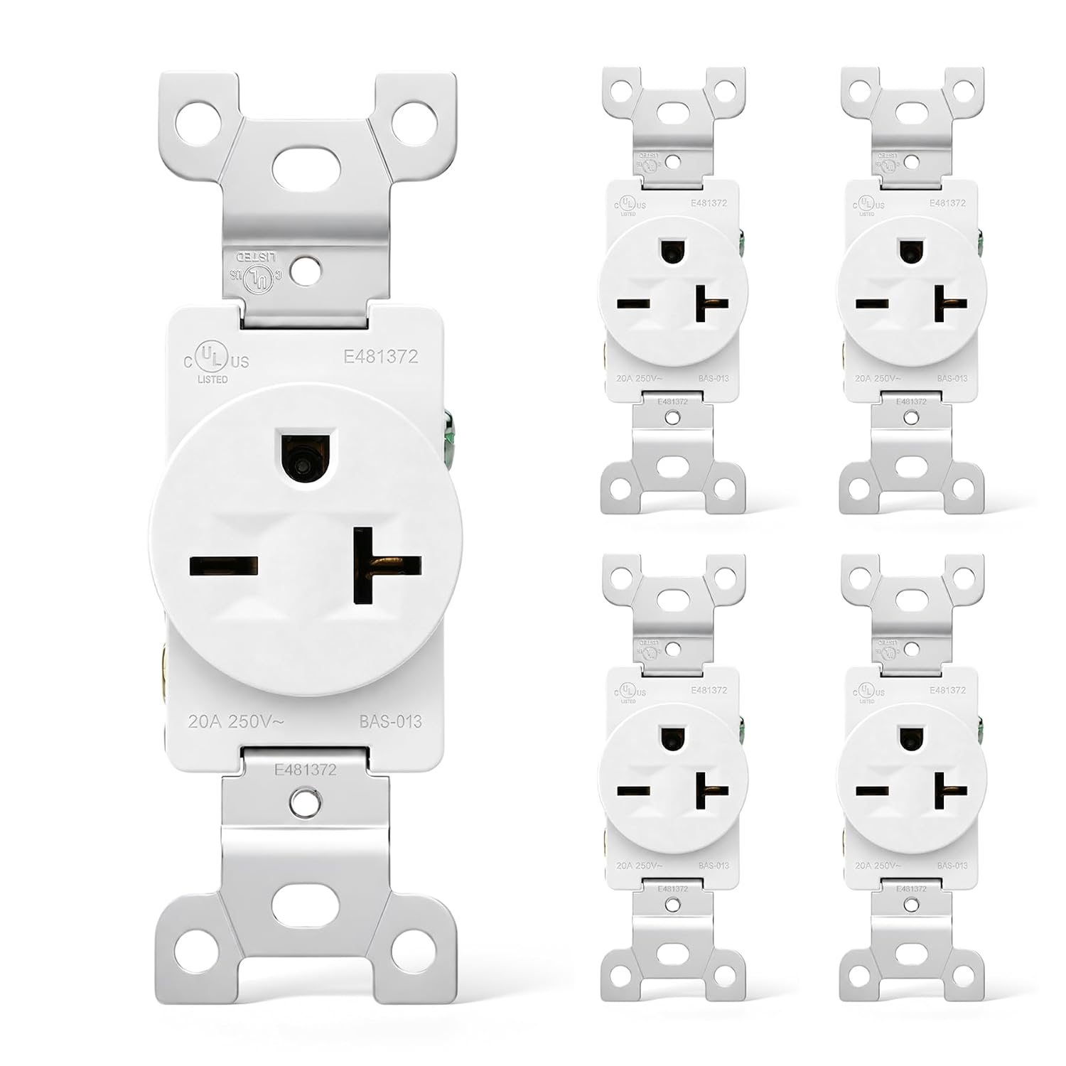 BAOMAIN NEMA 6-20R Single Receptacle 20A 250V Heavy Duty Outlet,10-Pack | UL Certified 20A 250V AC single outlet. Durable matte white design ideal for commercial use, ACs & workshop tools