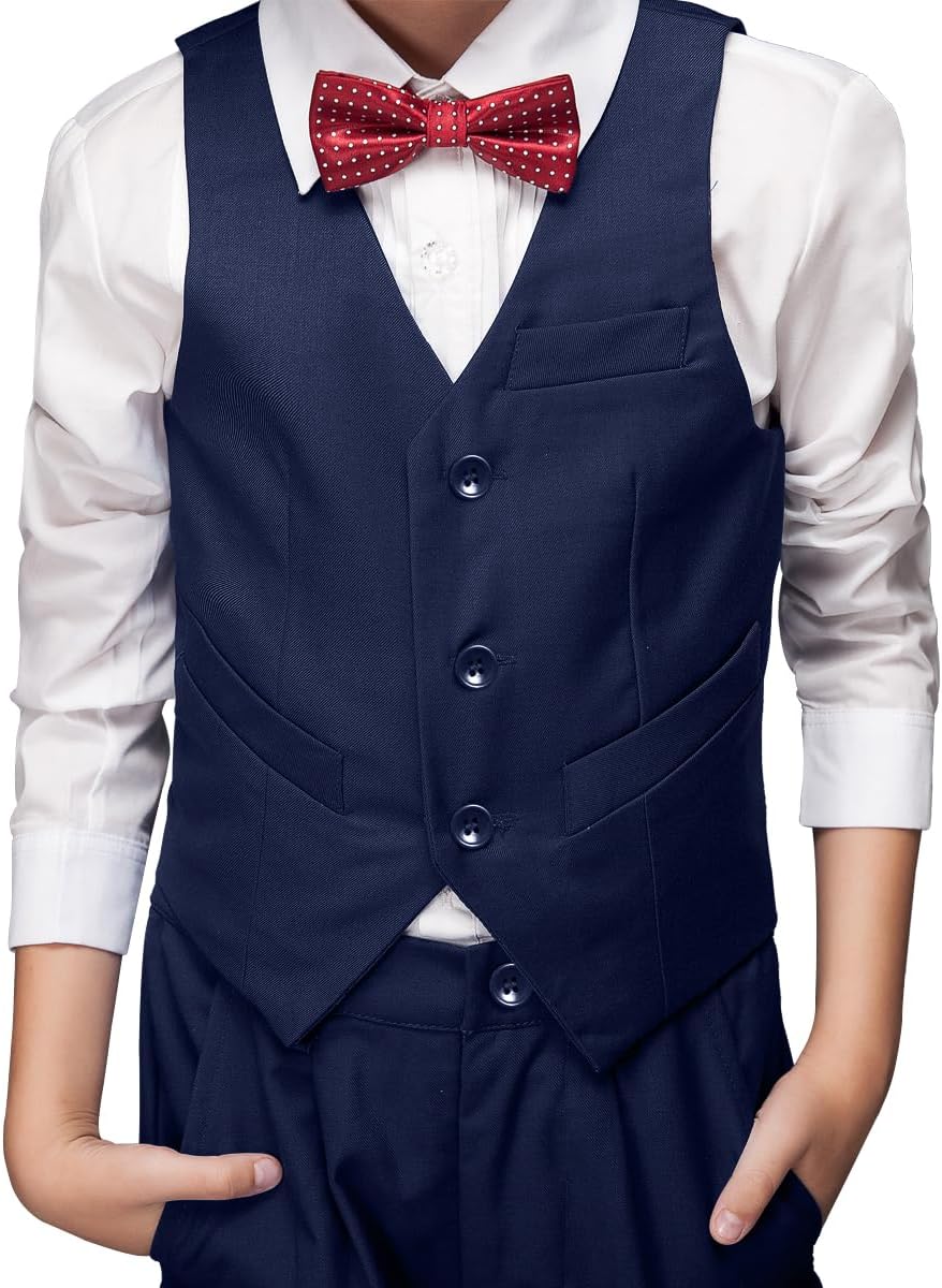 Visaccy Boys Vest Kid Boy Formal Suit Vest for Wedding School | 3 Buttons,Fully Lined,Adjustable Waist,Toddler Boy Dress Vest