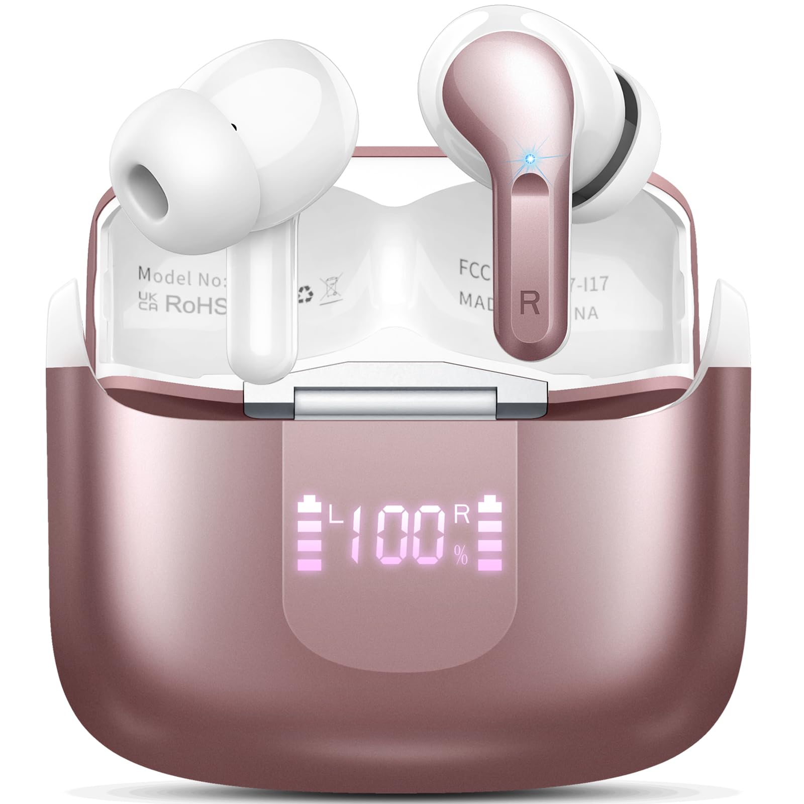 Wireless Earbuds, 6D-Stereo 2026 Bluetooth 5.4 Headphones, 50+Hrs Deep Bass Ear Buds, ENC Noise Cancelling Earphones, USB-C Fast Charging, IP-X7 Waterproof Headset Android iOS for Sport Gym Running — view 9