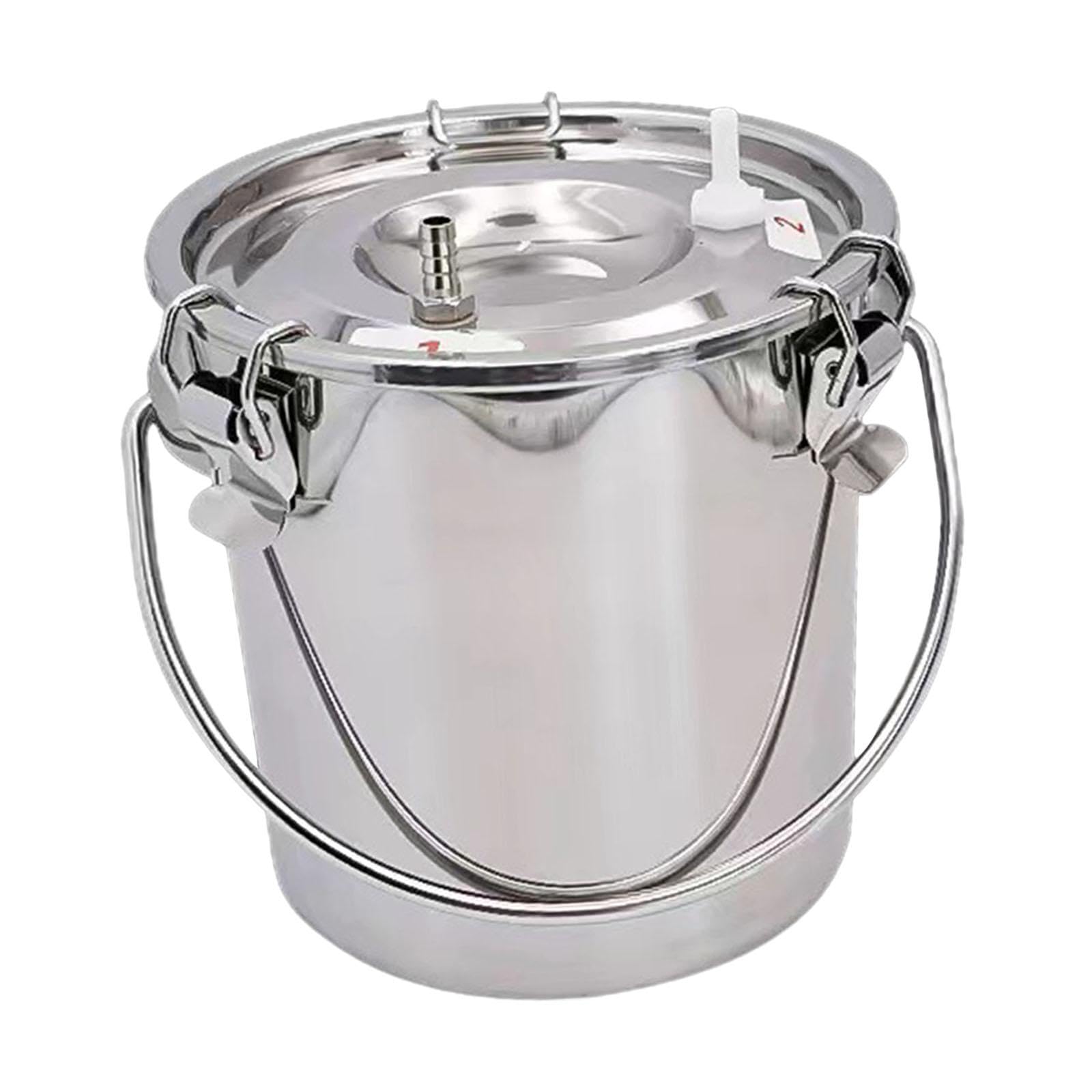 Juego de 2 cubos de ordeñadora para ordeñadora, para vaca, oveja, caballo, 3 L, plateado