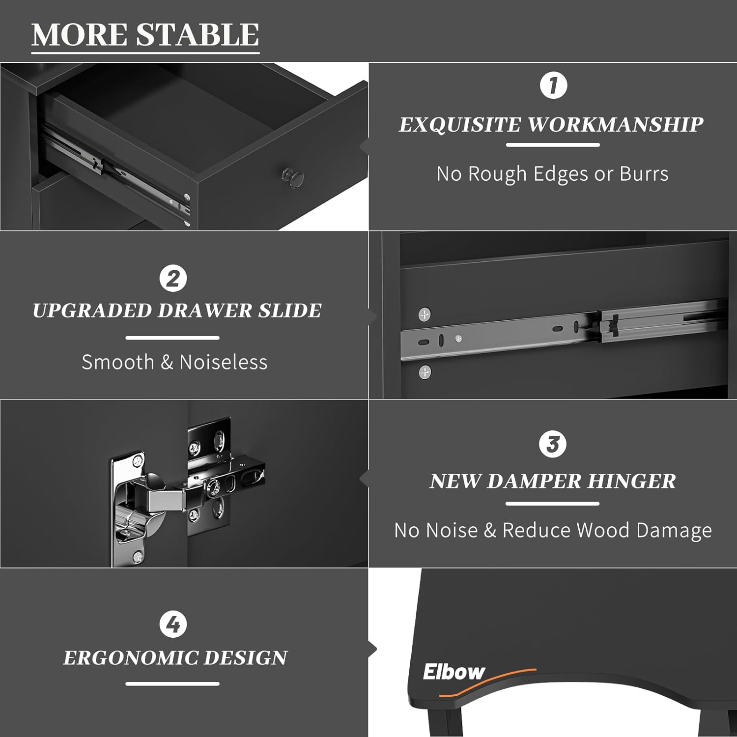 FreSup Professional Nail Tech Table and Vanity Desk with Acid Resistant Surface, 3 Drawers Manicure Desk with 4 Lockable Caster Wheels, Wrist Cushion for Salon Home & Studio Use (Black with Wheel)