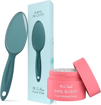 Bare August Glass Foot File & Foot Scrub Exfoliator Bundle