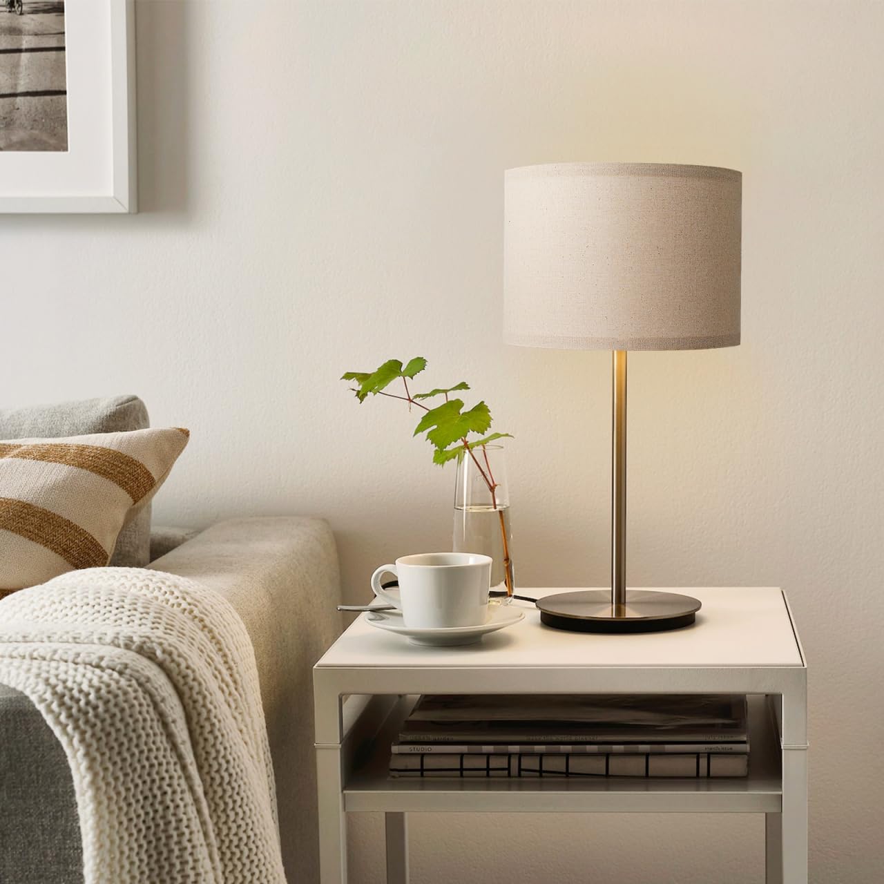 Luxshiny Paralume Da Tavolo Beige in Tessuto Lino 10.4X7.5 Pollici Copri Lampada Staccabile Per Lampada Da Tavolo E Da Terra Design Semplice Per Illuminazione Interni