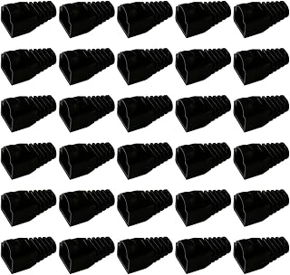 Huijing ihonour Soft Plastic Ethernet RJ45 Cable Connector Boots Protector Cover Strain Relief Boots for CAT5 CAT5E Heads 30PCS-Black IH-RJ45CB-BK30