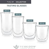 Vista 6 de Teabloom Vasos aislados Tulip para té, café y otras bebidas, vidrio de doble pared resistente al calor que mantiene las bebidas calientes/frías, 8