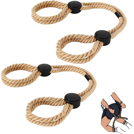 Leather Handcuffs with Rope Ties for BDSM Bondage