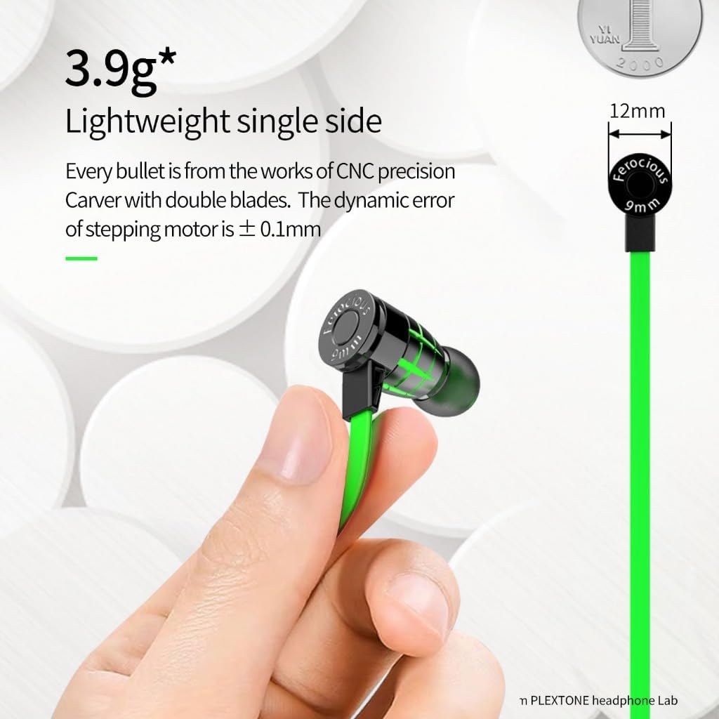 Close-up image of a single earbud, highlighting its lightweight design