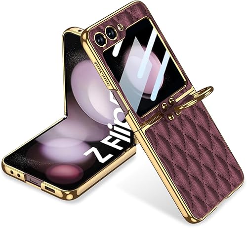 SHIEID Z Flip 5 - Funda para Samsung Galaxy Z Flip 5 con anillo para teléfono, forro de esponja y diseño en forma de diamante para Samsung Galaxy Z