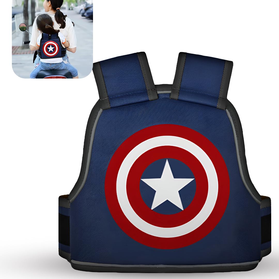 Tony Stark Kids Safety Belt for Two Wheeler with Reflective Strips, Portable Seat Belt Children Motorcycle Harness for Motorcycle Bike, Adjustable Safety Harness for Boys Girls (Star Blaze)-image-29