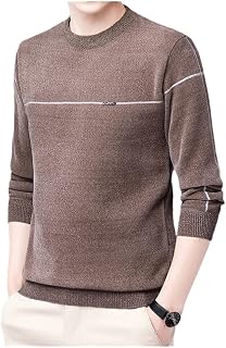 BANLUX Mens Pullover Sweater - Men'S Casual Sweater Autumn Pullover Thicken Winter Shirt Warm Male Clothes Casual Striped O-Neck Pull Homme