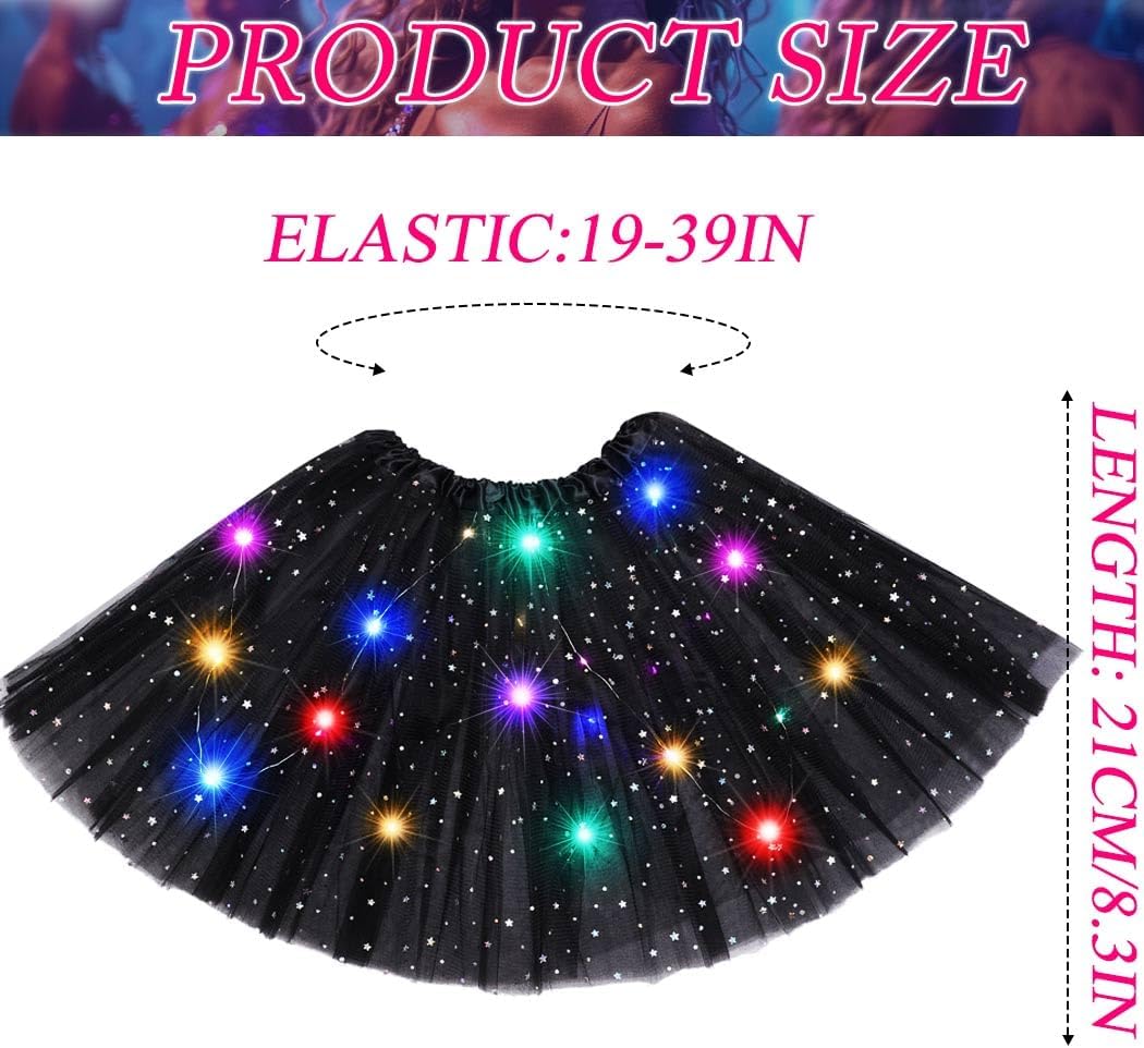 Nicute Light Up Tutu Led Layered Tulle Tutus Skirt for Women