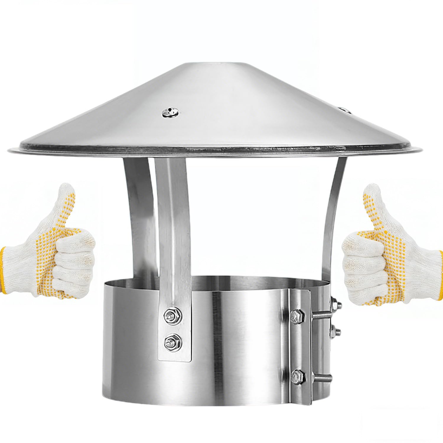 MYXJGNAIY Chimney Cap Round Roof Rain 304 Stainless Steel Chimney Cover Adjustable Cone Top Exterior Stove Pipe Topper for Fireplace Exhaust Outside 75mm/3in-315mm/12.4in(9.8in)