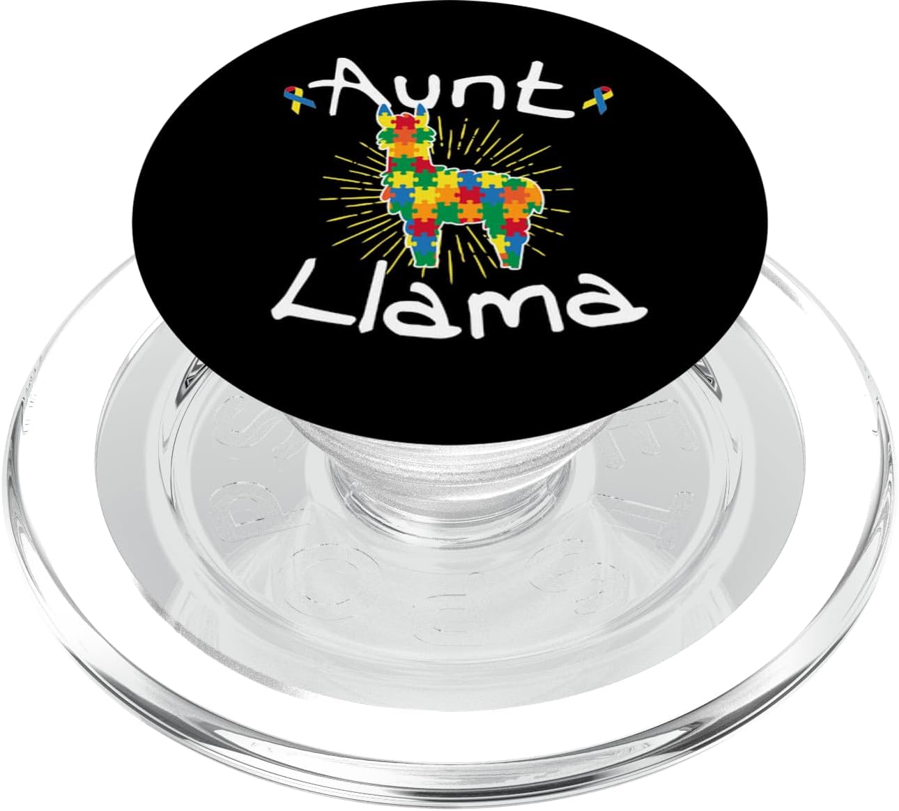 Aunt Llama Puzzle Piece Ribbon Cool Autism Awareness Gift PopSockets MagSafe PopGrip for iPhone