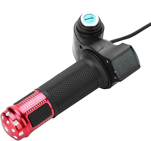 Miniatura 3 de Agarre del acelerador de bicicleta, pantalla LCD, mango de acelerador giratorio con cable y llave para monopatín eléctrico (rojo)