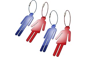 Men Women Unisex Acrylic Restroom Dressing Room Keychains Tags with Wire Rings...