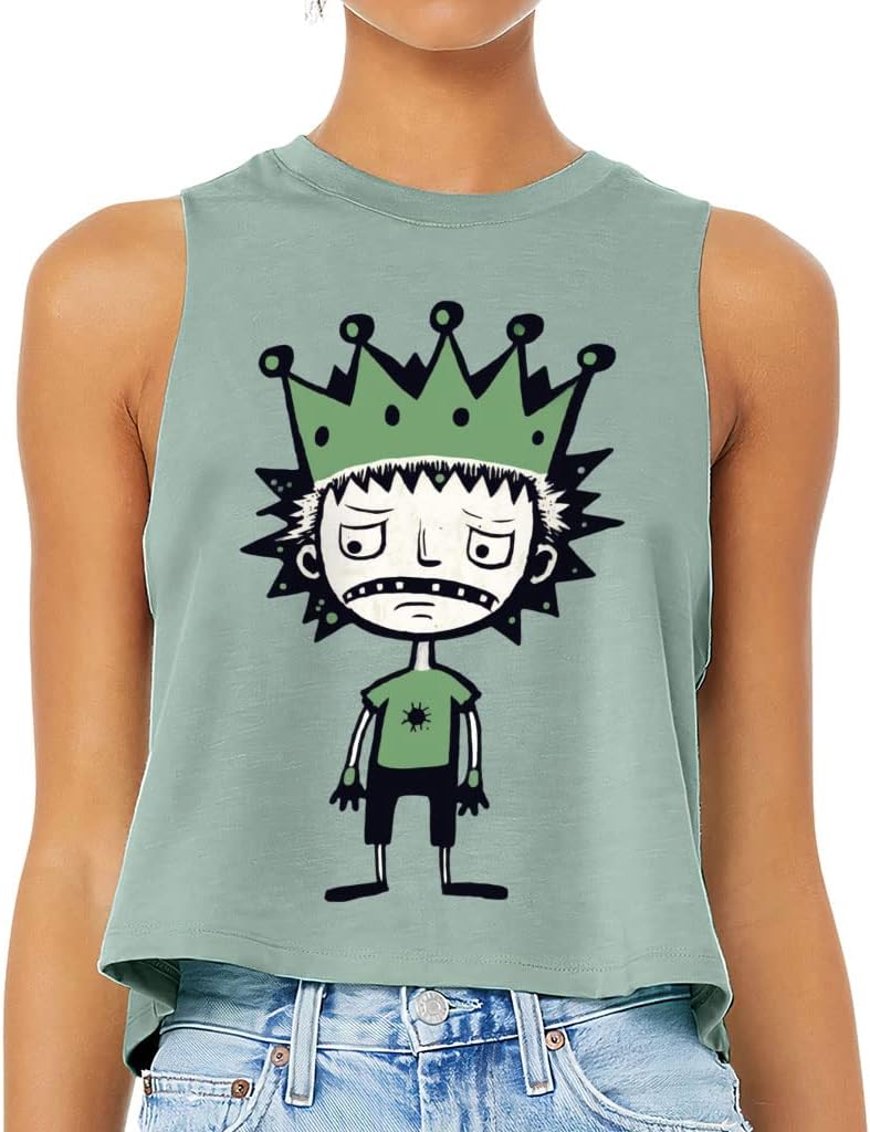 Prince Cartoon Racerback Cropped Tank - Royal Art Women's Tank - Art Tank Top
