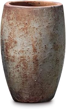 PLANTATOREM Olive No Rim Jar - Elegant Heirloom White Ceramic Planters, 17.0" D x 22.0" H, Fashion Design, Craftsmanship, Robust for Indoor and Outdoor Use with Drainage Holes
