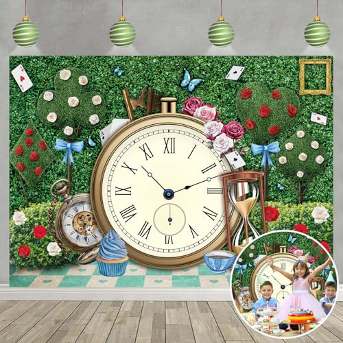 Wonderland Tea Party Backdrop Green Leaf Rose Wonderland Photogra...