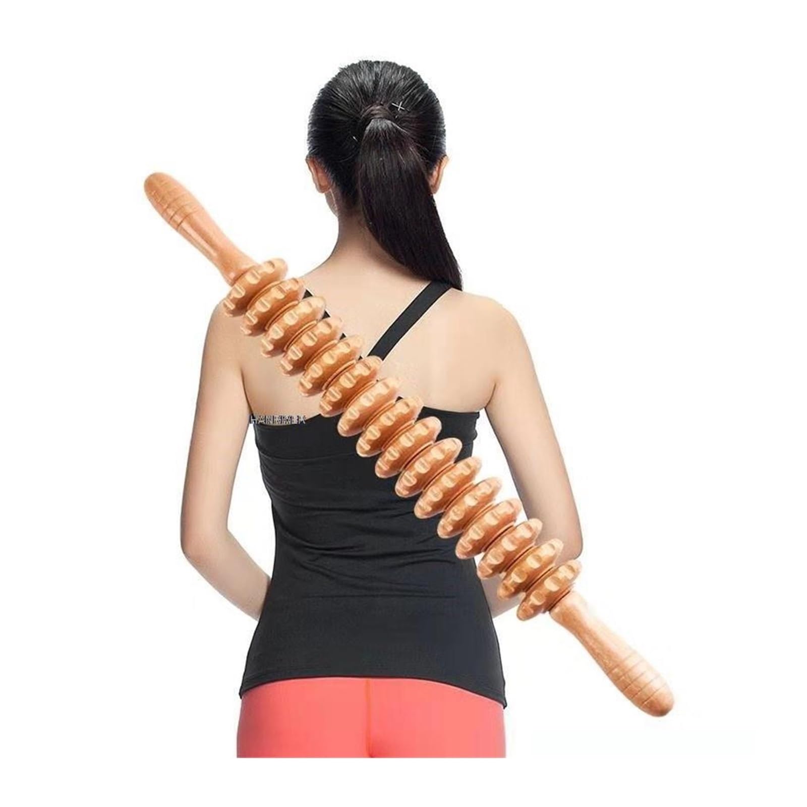 Yoga-Massageroller aus Buchenholz, für Lendenwirbelsäule, Halswirbelsäule, Rücken, Bein, dünner Körper, Meridian, Fitness-Massagegerät (Typ S)