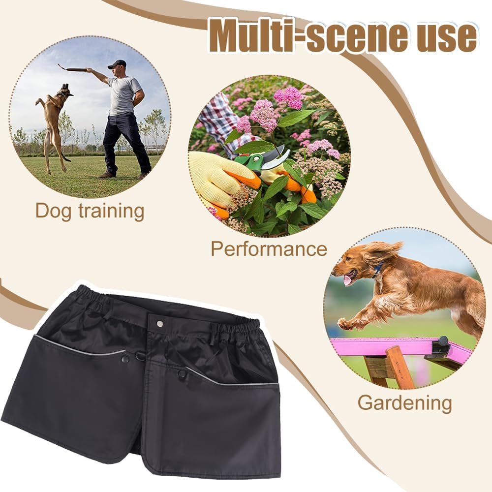 MiOYOOW Dog Trainer Apron, Large Capacity Puppy Training Treat Pant with Adjustable Belt, Waterproof Bait Pouch for Pet Training, Gardening