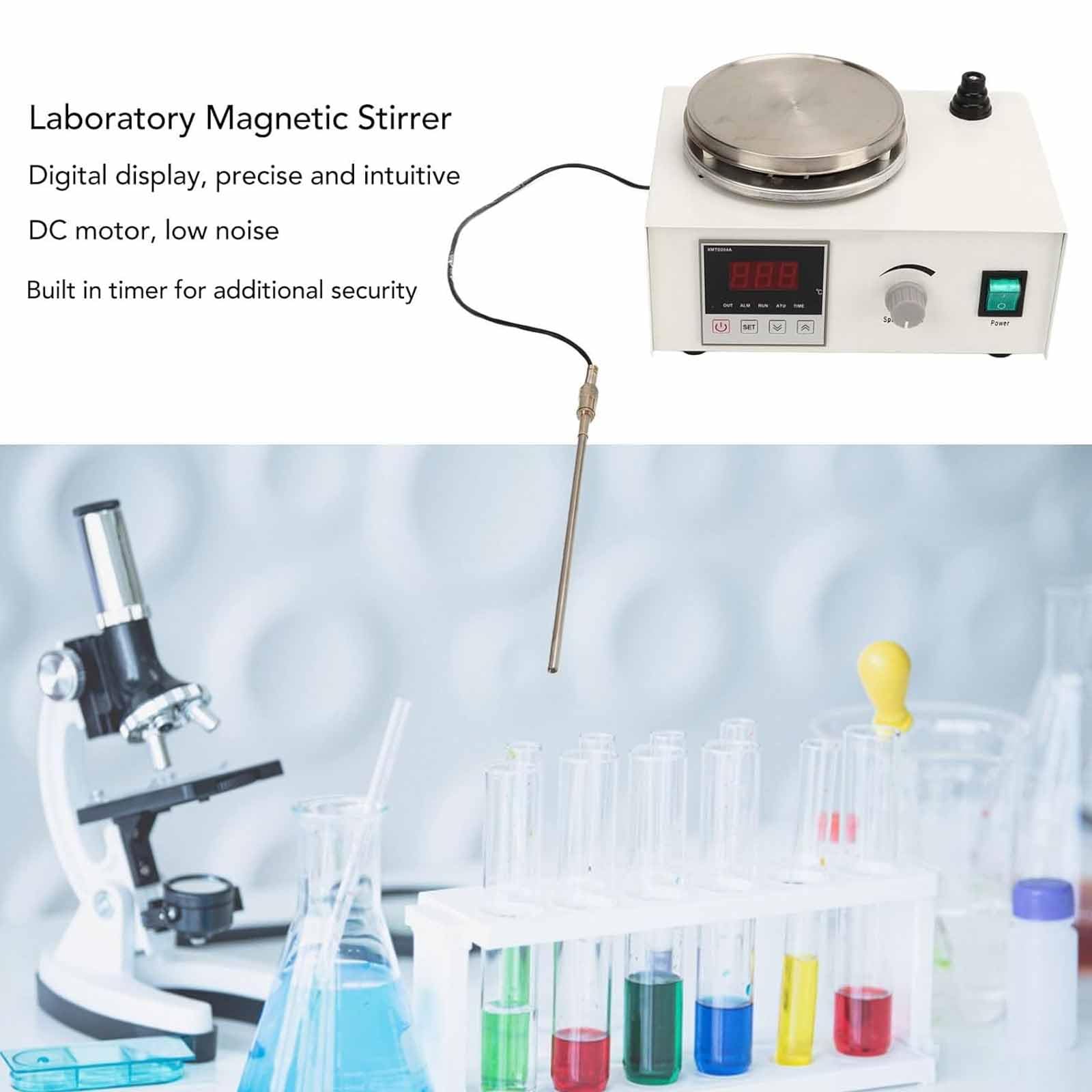 Magnetische Heizplatte mit konstanter Temperatur, digitales Display, Magnetrühr-Laborausrüstung mit digitaler Temperaturanzeige, 2400 U/min stufenlose Geschwindigkeit, stabile Struktur, für Labor