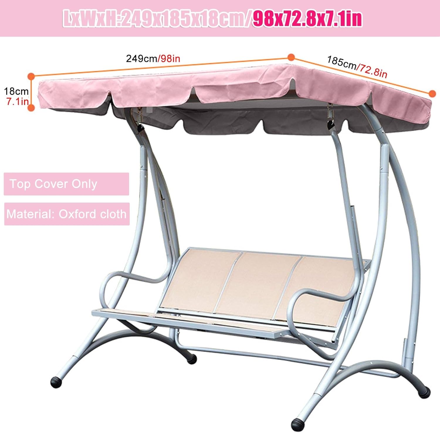 Portable Replacement Canopy for Outdoor Swing, Garden Hammock Top Cover With Silver Coated For Poolside Park Patio Yard Park Porch Seat Furniture, Uv & Water Resistant Cloth Replacement ( Size : 249x1