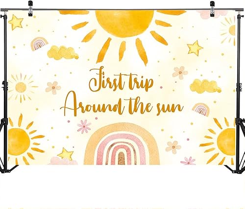 Miniatura 3 de Mocsicka Telón de fondo para el primer viaje alrededor del sol, para decoración de fiesta de cumpleaños de niños, decoración de mesa de pastel (8 x