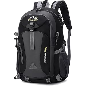 Hiking Backpack Men Women 40L Large Capacity Travel Backpack Trekking Backpack Multifunctional Travel Backpack for Outdoor Sports Mountaineering Cycling Travel, black, Mittelgroße