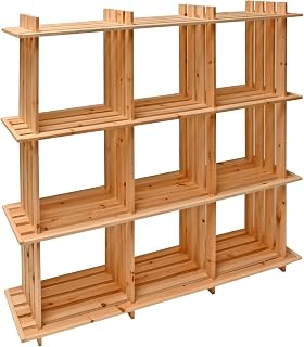 DEMA Holzregal Universalregal – Lagerregal, Kellerregal, Aufbewahrungsregal – stabil, platzsparend, vielseitig – 9 Fächer, 113x27x110 cm, Wohnzimmer, Keller, Büro