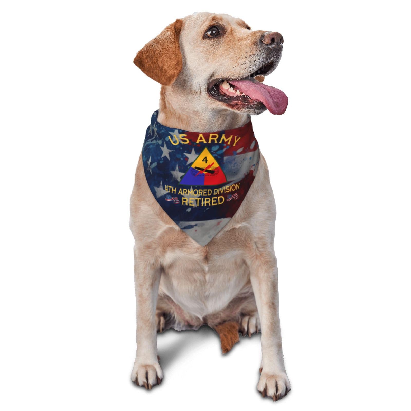 Us Army 4th Armored Division Retired Dog Scarf Pet Bandana Cat Pet Bibs