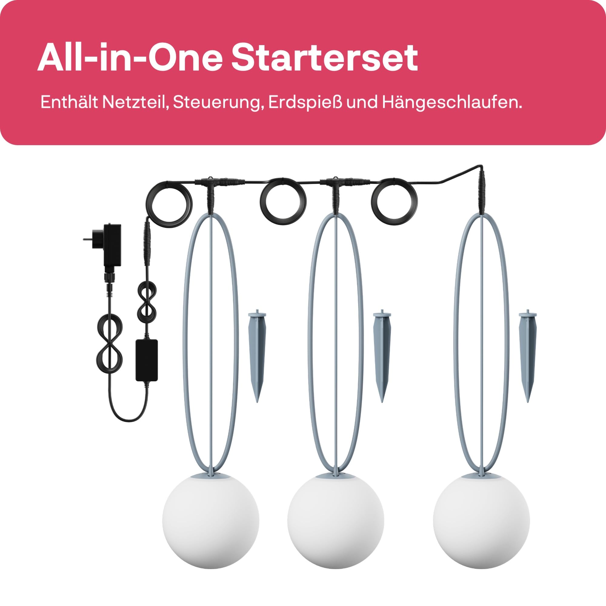innr Smart Kugellampe, Zigbee, Funktioniert mit Hue* und Alexa (Bridge erforderlich), White & Color, Wegeleuchten außen, IP65 wasserdicht, LED Sockelleuchte, Komplettset (3-Pack)