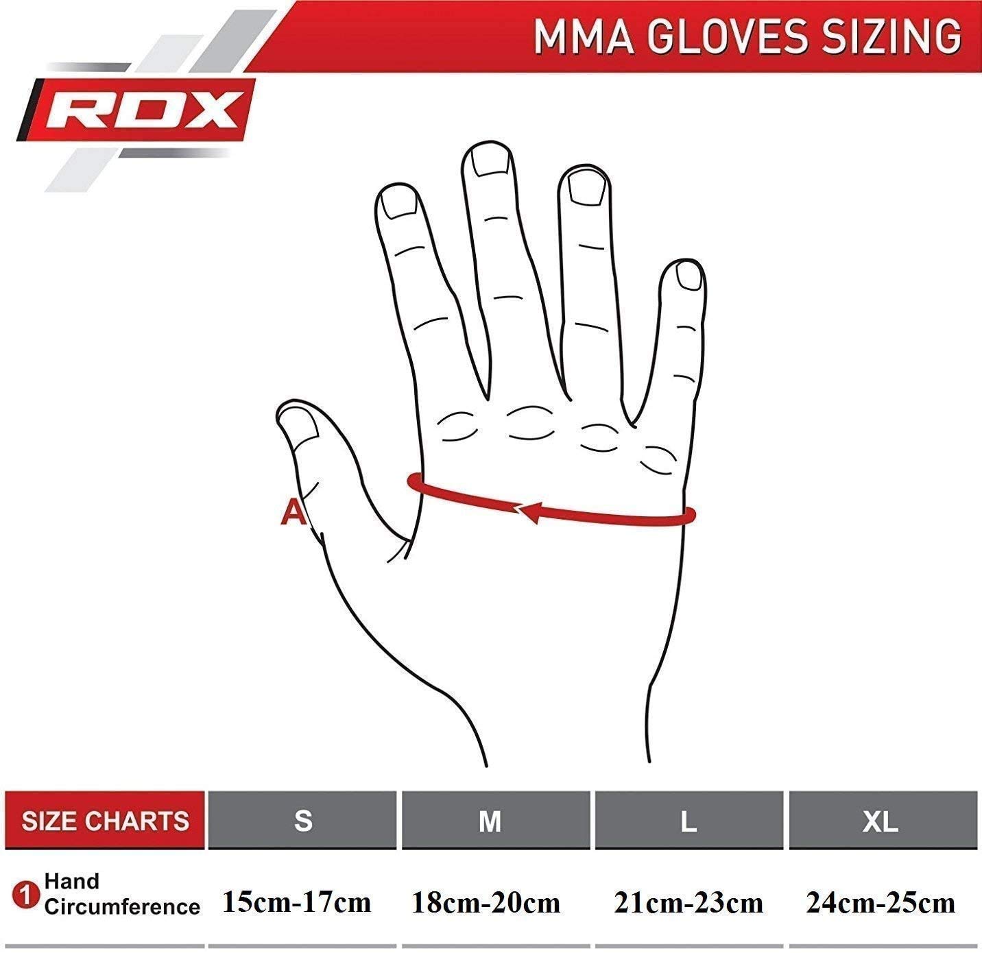RDX - Guanti MMA per arti marziali e sparring, palmo aperto Maya nasconde pelle convessa guanti in pelle per Grappling, Kickboxing, Muay Thai, sacco da boxe e gabbia combattimento, nero opaco