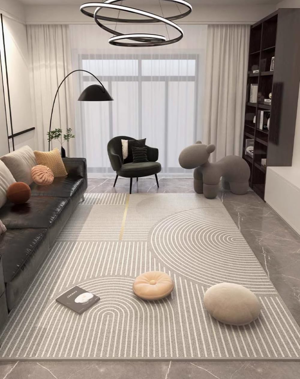 Grand tapis moderne salon style abstrait chic et doux pour décoration de bureau 80x120cm