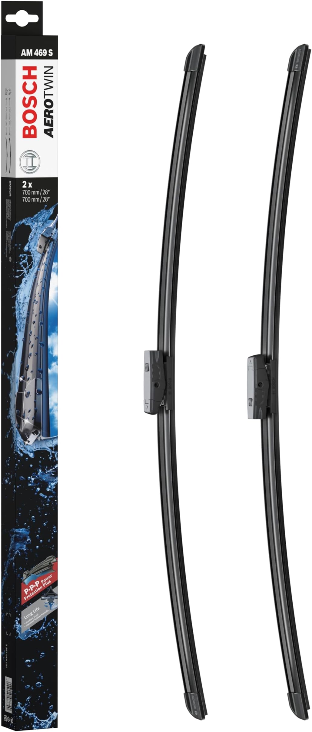 Bosch Aerotwin AM 469 S - Front Windscreen Wipers - Set of 2 Replacement Blades - Comes with Pre-assembled Adapter - 2 Blades, 700mm/700mm