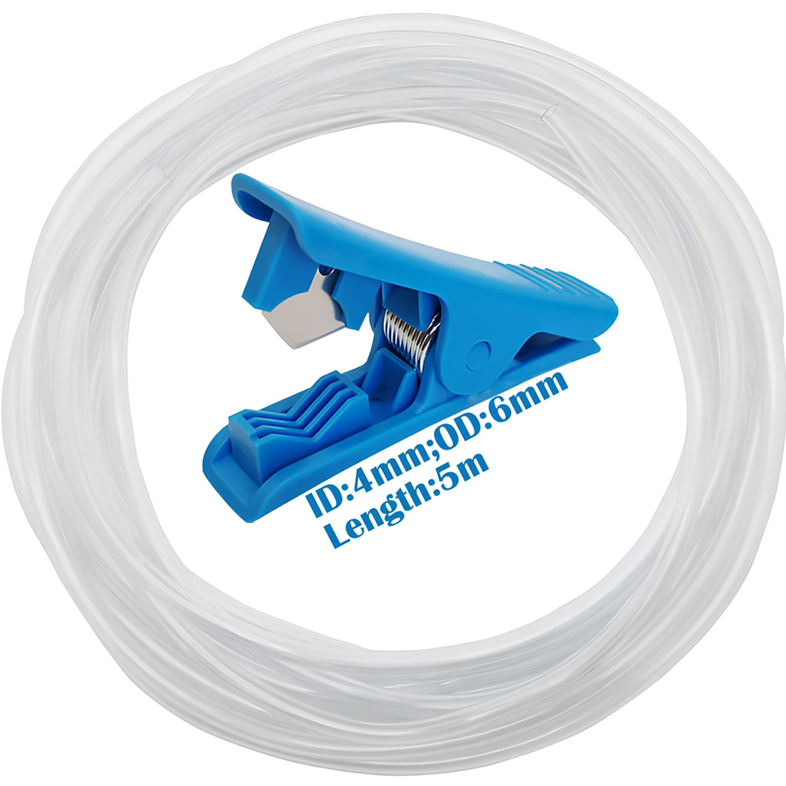 Tubo PVC, CESFONJER Tubo Trasparente, diametro interno 4 mm x diametro esterno 6 mm, 5 Metri Tubo Flessibile con 1 tagliatubi