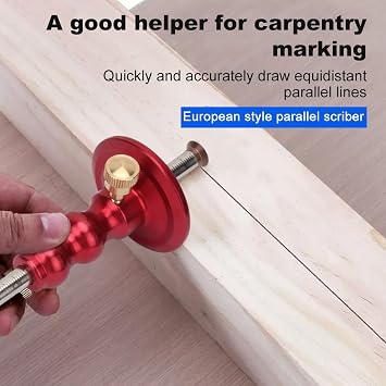 Wheel Marking Gauge, Mortise Gauge with Knurled Button, Woodworking Pinion Cutting Ruler for Precise Carpentry, Wheel Marking, Carpenter, Soft Hardwood