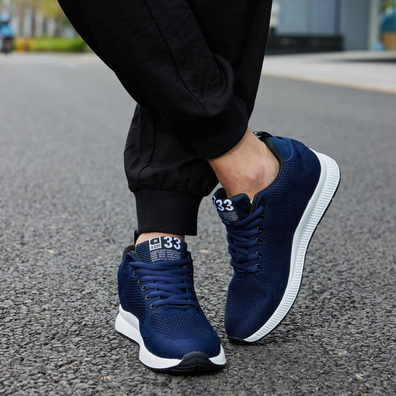 Image of Men's Invisible Height Increasing Elevator Shoes Lightweight Sport Shoes Height-Boosting Non-Slip Sneakers 2.4'' Taller