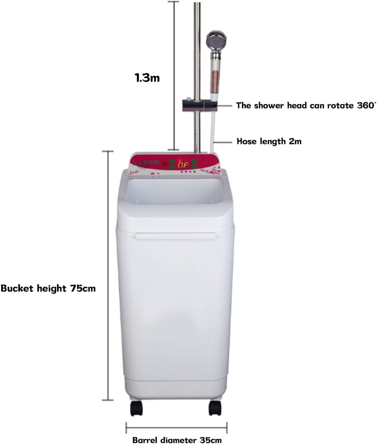 Camping Shower Stainless Steel Shower Machine Shower Filter Design 100L Large capacity/2000w/50℃ Stainless Steel Liner for Home and Outdoor (100 Power) ()