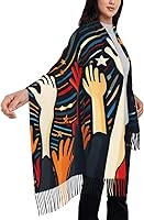 Vista 9 de Bufandas para mujer, bufanda cálida de invierno, con borla, manta de gran tamaño, bufandas de color negro, melocotón, rosa, chal