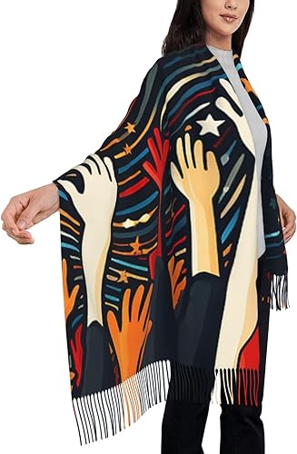 Miniatura 9 de Bufandas para mujer, bufanda cálida de invierno, con borla, manta de gran tamaño, bufandas de color negro, melocotón, rosa, chal