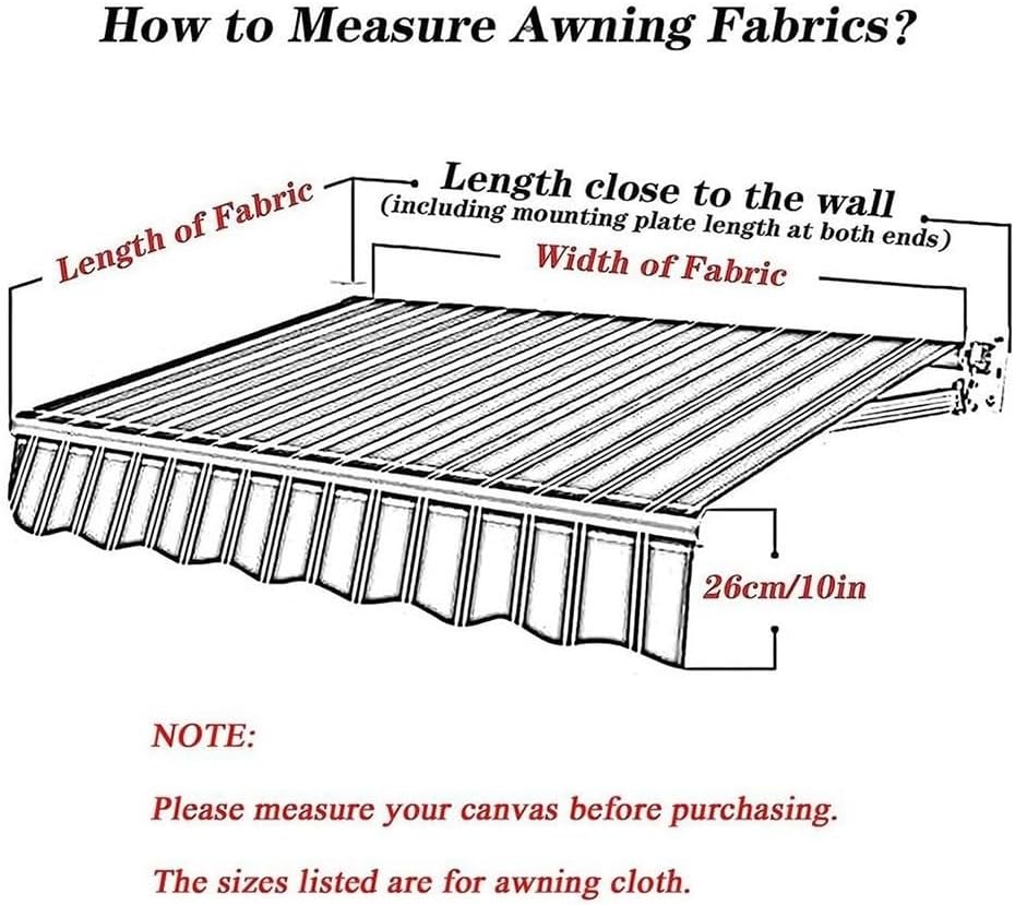 Patio Awning Fabric Replacement Retractable Sun Shade Awning Cover 6.5ft 8ft 10ft 13ft 16ft 20ft Waterproof Sunshade Shelter
