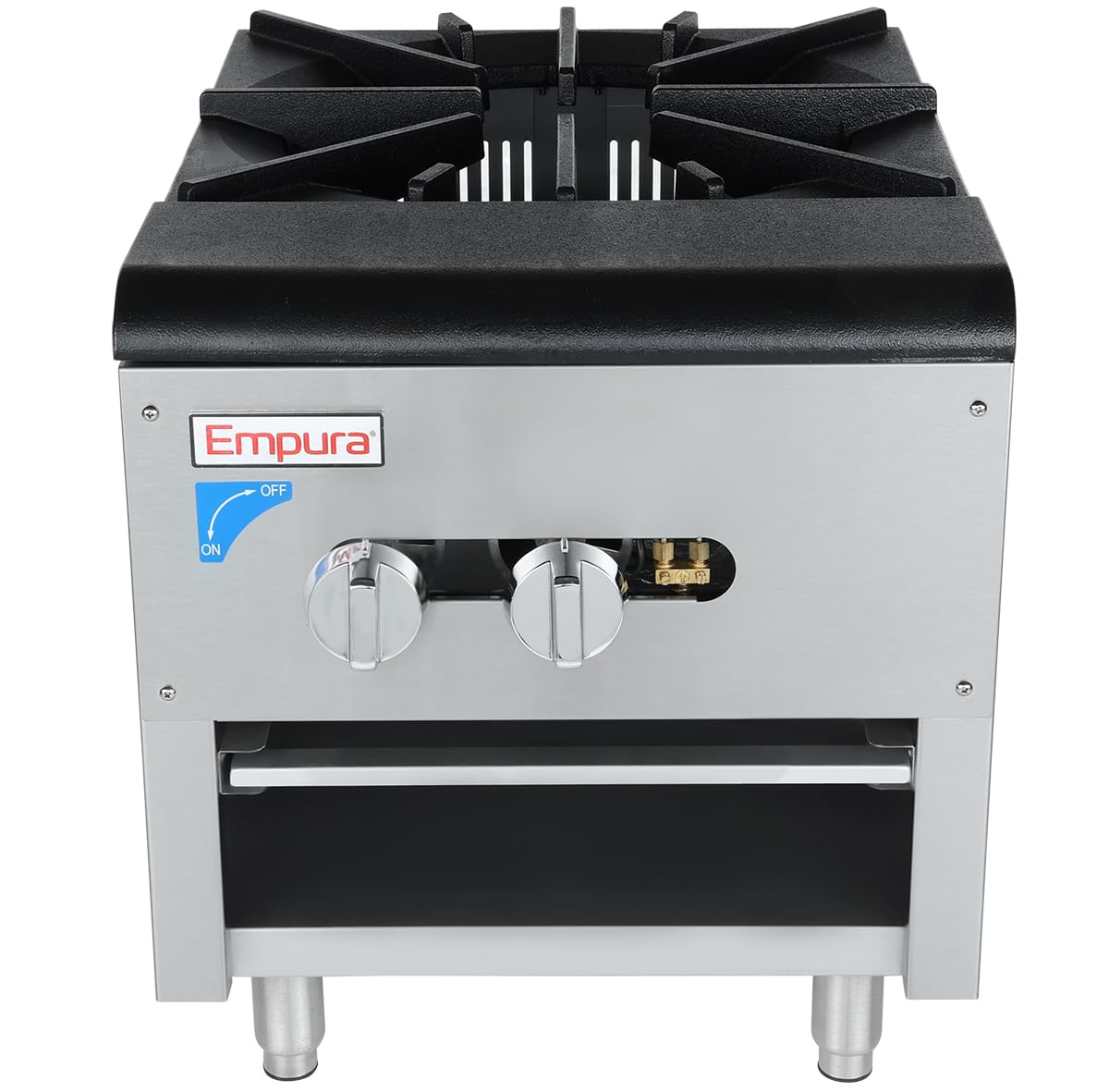 EMPURA 18" Vertical Countertop Gas Stock Pot Range with Cast-Iron Grate for Restaurant Restaurant | (2) Burners, 220,000 BTU | 18"W x 52.38"D x 20.63"H, Stainless Steel (Included: LP Conversion Kit)
